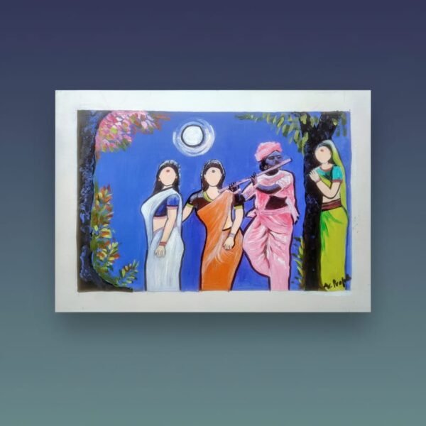 Abstract painting with Krishna